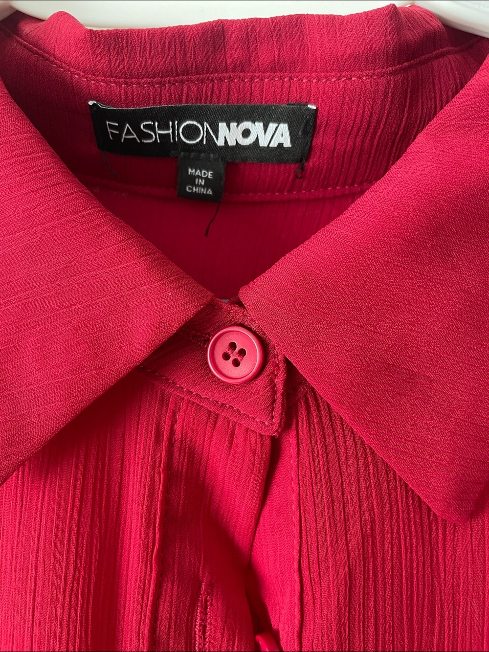 Fashion Nova Red Sheer Button-Down Shirt for Men - Picture 4 of 5